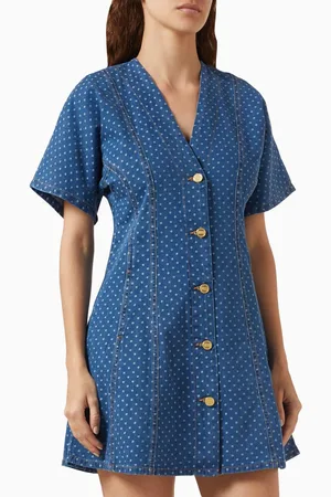 Ganni Polka-dot Mini Dress in Denim