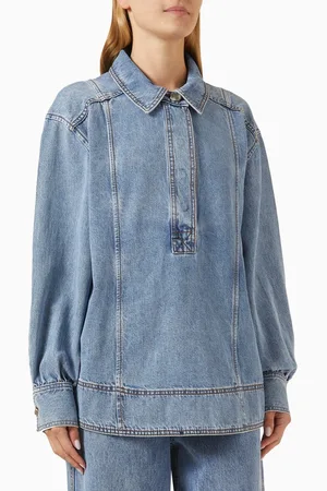 AJE Outline Oversized Shirt in Cotton-denim