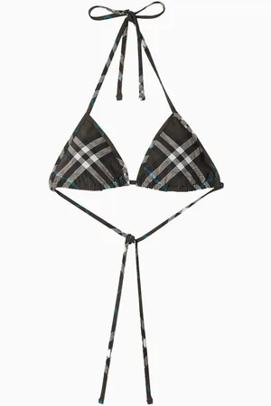 Burberry Checked Triangle Bikini Top in Stretch Nylon