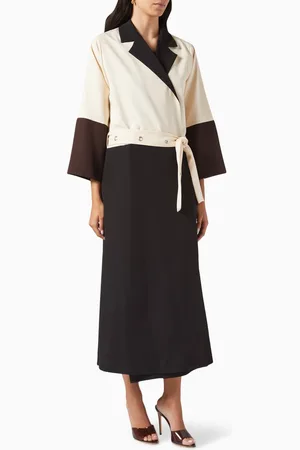 Beige Collection Belted Colour-block Abaya