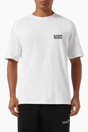Wacko Maria Washed Logo Embroidered T-shirt in Cotton