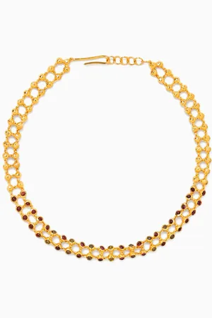 Joanna Laura Constantine Mesh Crystal Choker in 18kt Gold-plated Brass