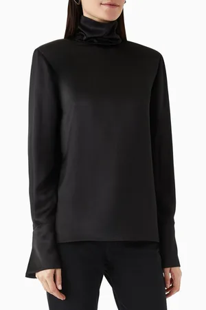 Saint Laurent Turtleneck Blouse in Silk Satin
