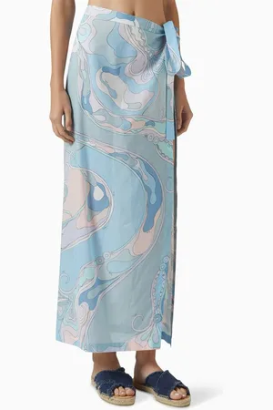 Puccini Orchidee-print Wrap Maxi Skirt in Cotton-muslin