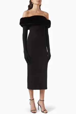 Ilkyaz Ozel Yazi Off-shoulder Midi Dress in Silk Blend