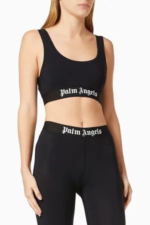 Palm Angels Logo Sports Bra in Stretch Nylon