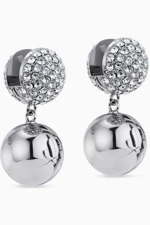 Jimmy Choo Double Sphere Crystal Earrings in -tone Steel