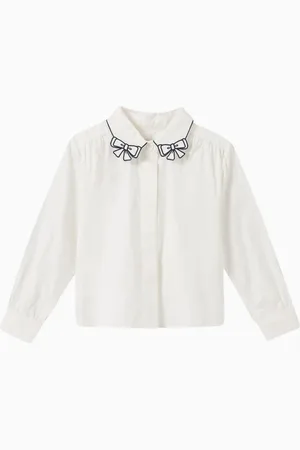 Angels Face Trudie Bow-embroidered Shirt in Cotton-sateen