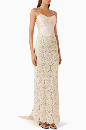Sandra Mansour Twilight Tulle Maxi Dress in Taffeta & Crochet