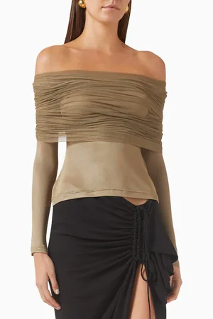 CHRISTOPHER ESBER Sonora Off-shoulder Top in Stretch Silk Tulle