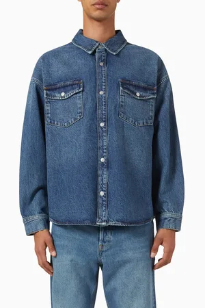Frame Relaxed Double Pocket Shirt in Denim