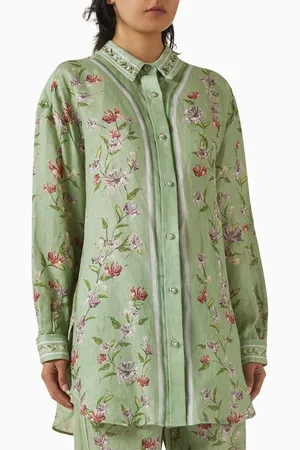 Agua by Agua Bendita Cecilia Honeysuckle Shirt in Linen
