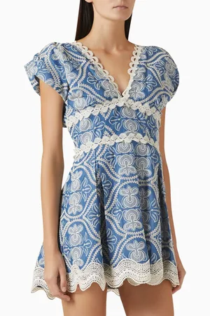 Waimari Cassandra Embroidered Mini Dress in Denim
