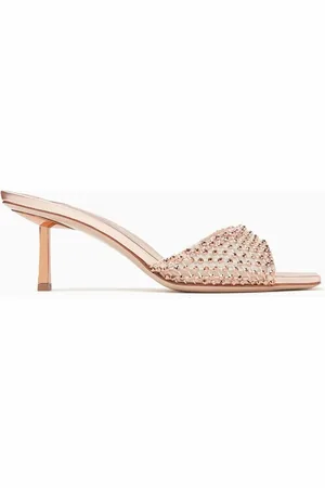 LE SILLA Gilda 60 Embellished Mules in Mesh & Metallic Leather