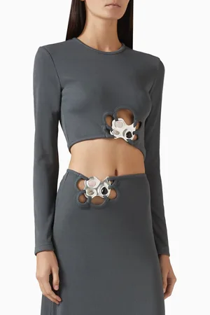 CHRISTOPHER ESBER Trio-stone Crop Top in Stretch Jersey