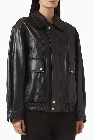 DUNST Oversized Shirt Jacket in Leather