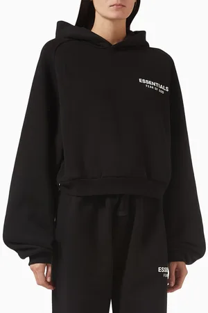 FEAR OF GOD Logo Crop Hoodie in Core Fleece