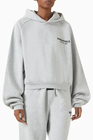 FEAR OF GOD Logo Crop Hoodie in Core Fleece