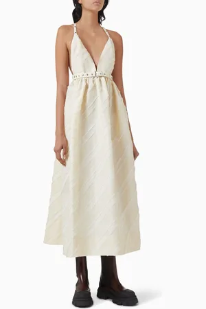Ganni Stripe Strap Dress in Taffeta