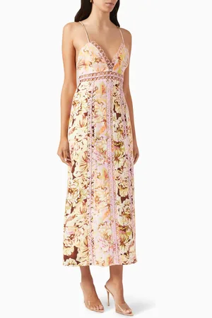 Significant Other Nicole Printed Midi Dress in Linen Blend