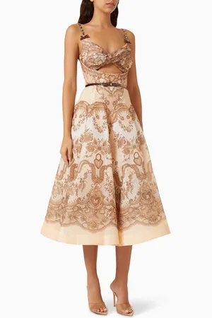 ZIMMERMANN Crush Twist-front Midi Dress in Linen Blend