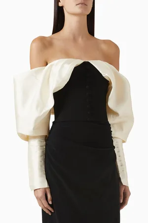 NAFSIKA SKOURTI Opera Off-shoulder Top in Taffeta