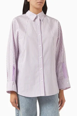 3.1 Phillip Lim Cascade-sleeve Stripe Oversized Shirt in Cotton-blend