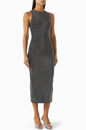 GOOD AMERICAN Crystal Midi Dress in Stretch Cotton