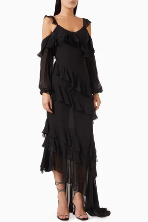 BLUMARINE Ruffle Midi Dress in Georgette