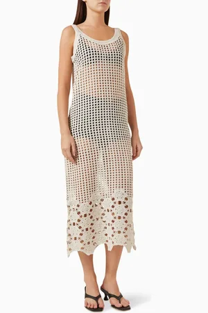 Y.A.S Yasnola Crochet-knit Midi Dress in Cotton-blend