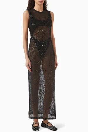GOOD AMERICAN Sequin Cover-up Maxi Dress in Crochet