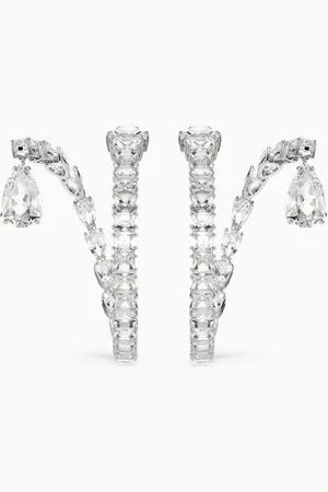 Swarovski X Ariana Grande Matrix Hoop Earrings in Rhodium-plated Metal