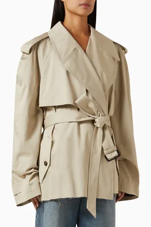 Balenciaga Crop Trench Coat in Cotton Twill