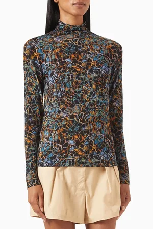 ULLA JOHNSON Aurelia Turtleneck in Feather-print Jersey