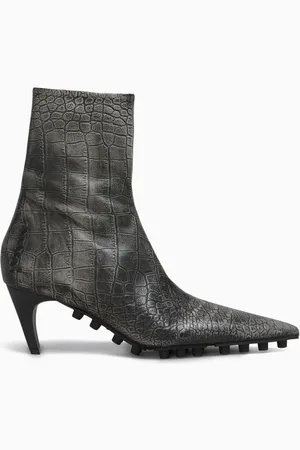 Marni Spike Ankle Boots in Croc-embossed Leather