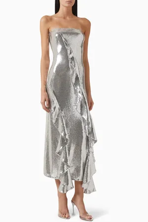 ROTATE Sequin-embellished Ruffled Midi Dress