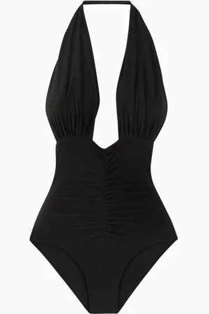 Norma Kamali Halter Shirred Front Mio One-piece Swimsuit in Poly-lycra