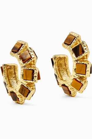 Oscar de la Renta Tile Hoop Earrings in 14kt Gold-plated Brass