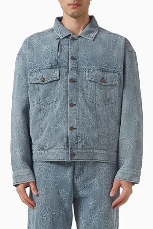 HONOR THE GIFT Flower Jacquard Jacket in Denim