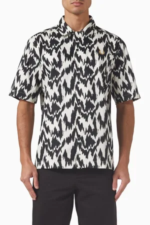 Fred Perry Animal Print Revere Collar Shirt in Cotton