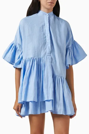 Morton Mac Tilda Printed Mini Dress in Linen