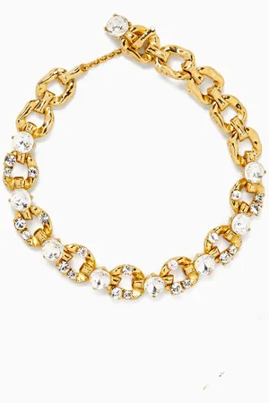 Oscar de la Renta Scramble Crystal Necklace in -tone Brass