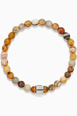 Coach Logo Cube Agate Beaded Bracelet in Sterling Silver