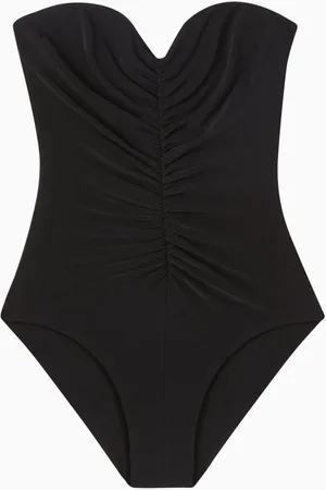 Norma Kamali Strapless Shirred Front Mio One-piece Swimsuit in Poly-lycra