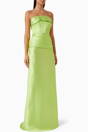 Sandra Mansour Illuminated Illusion Gown in Satin
