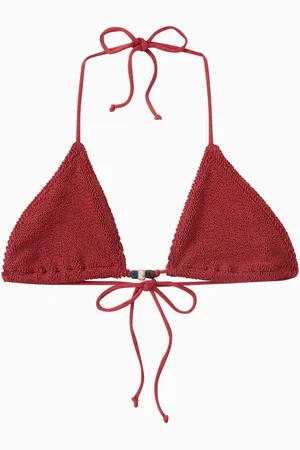 Bond Eye Ingrid Beaded Triangle Bikini Top in Authentic Crinkle™ Fabric