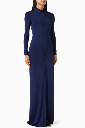 Balenciaga Button-up Maxi Dress in Fluid Jersey
