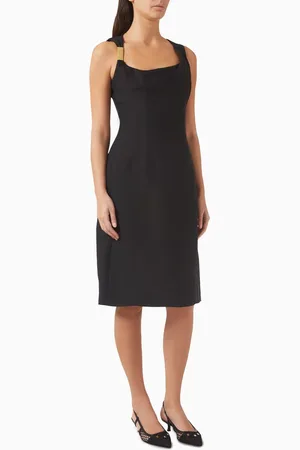 Salvatore Ferragamo Gathered-neckline Midi Dress
