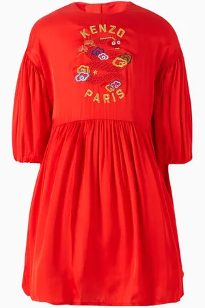 Kenzo Snake Logo-embroidered Dress in Viscose-taffeta