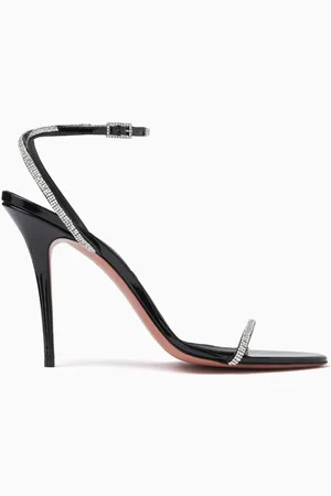 Amina Muaddi Diamanté 105 Sandals in Patent Leather